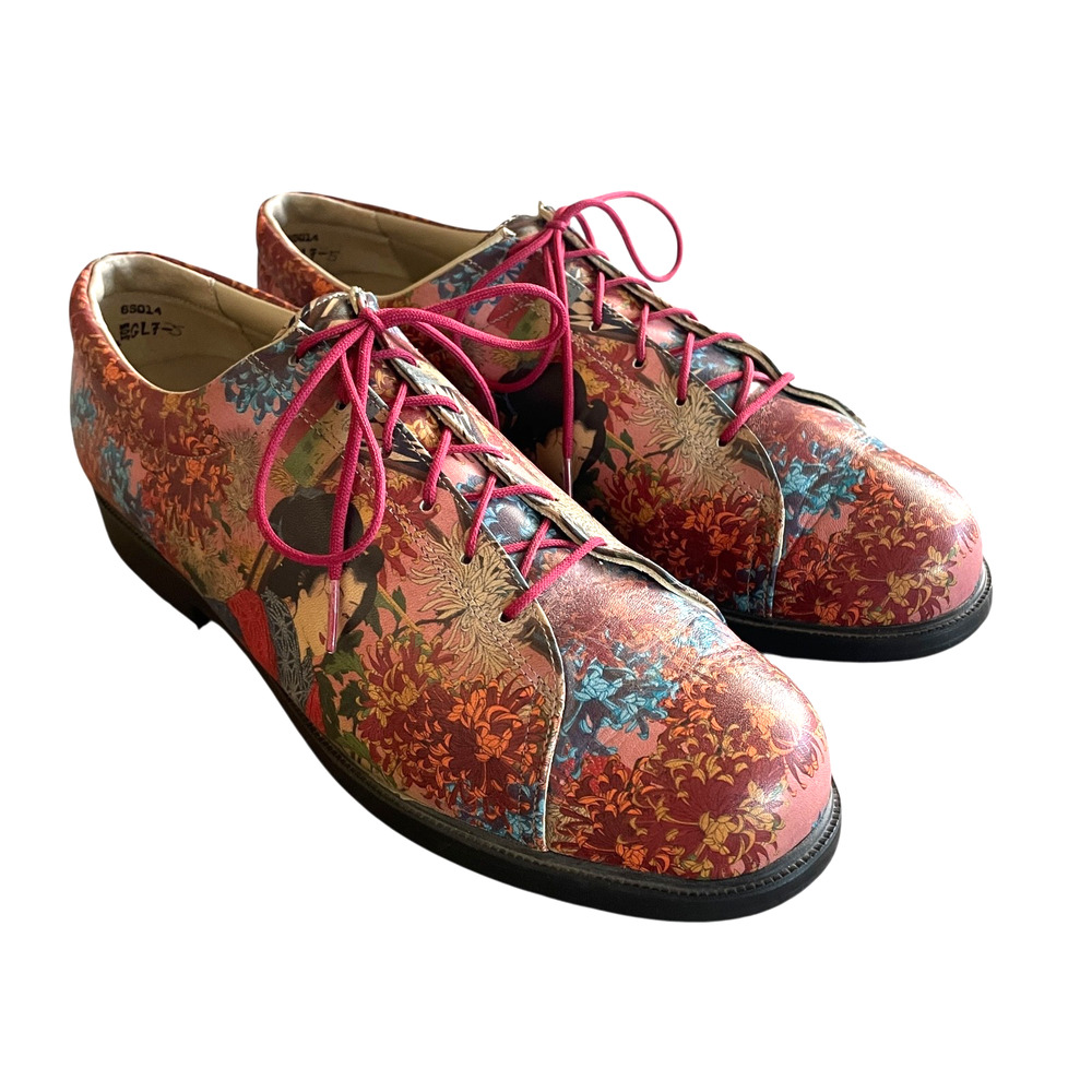 ICON Men's Size 10 Red Leather Asian-Inspired NEW Lace-Up Oxford Casual Shoes